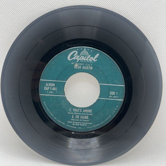 Dean Martin - Sunny Italy EP 7" VG+ Capitol EAP 1-481 1953 - Picture 7 of 8